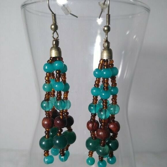 Multi Strand Glass and Wood Bead Necklace Set - Picture 2 of 5